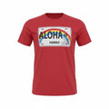 Vintage Mens Aloha Hawaii License Plate Graphic T Shirt Red Size L Unisex