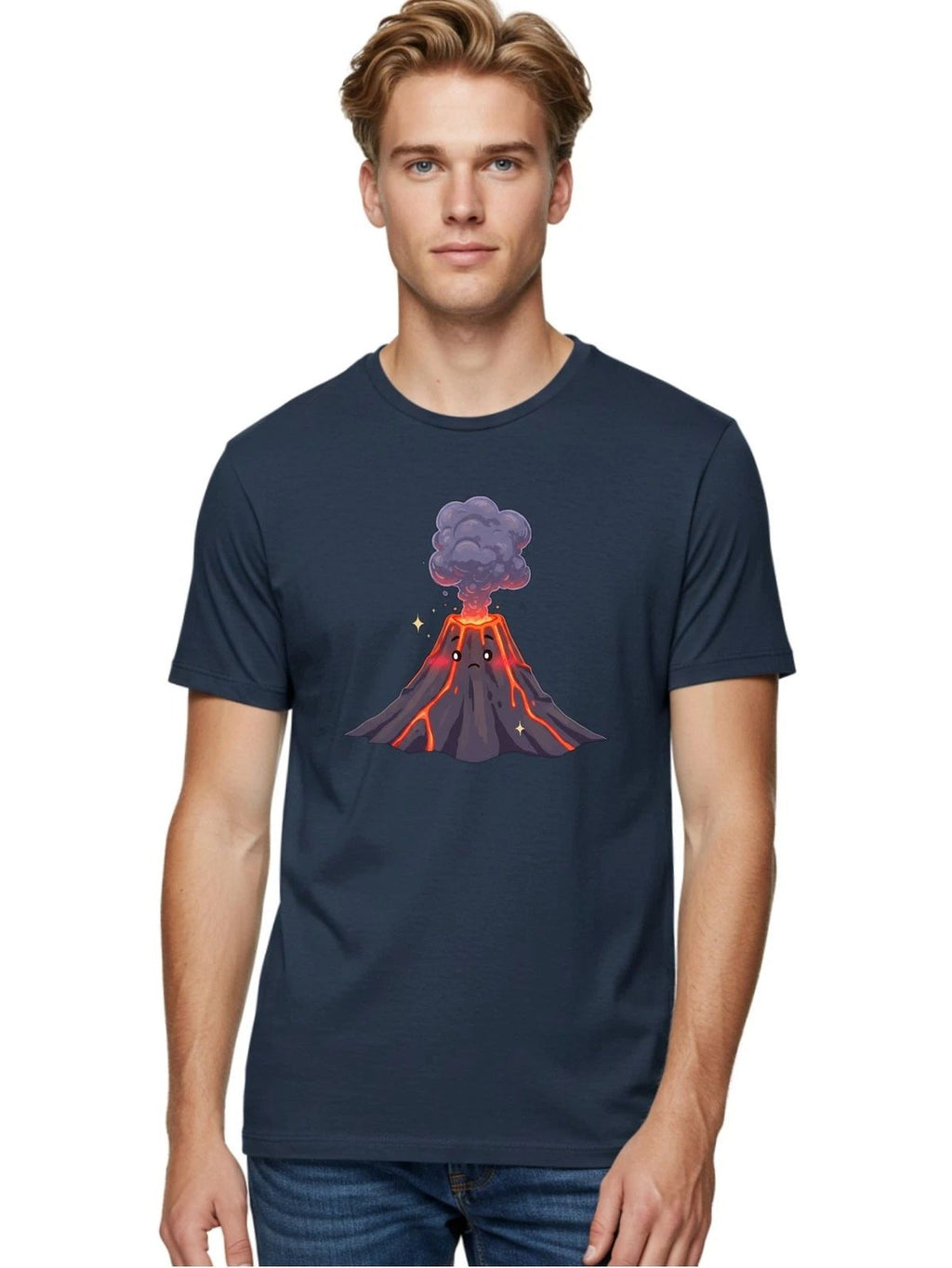 Erupting-Volcano-4 Mens Graphic Tee, 100% Cotton, Casual Summer Wear Unisex