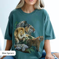 Big Cat Collage Comfort Tee Aesthetic Graphic Print Shirt Animal Lover Gift Unisex