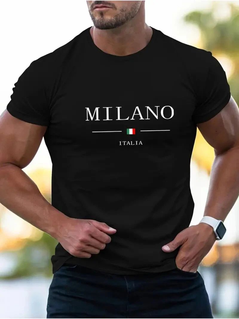 Milano Italia – Men’s Italian Flag Tee – Pure Cotton Short Sleeve Top Unisex