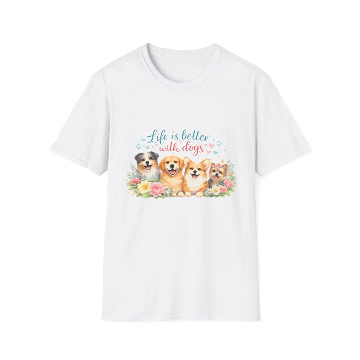 Life Is Better With Dogs | Cute Watercolor Puppies Dog Lover Gift Tee Unisex
