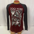 Zoo York Mens Graphic Long Sleeve T Shirt Maroon Gray Raglan Tee Unisex