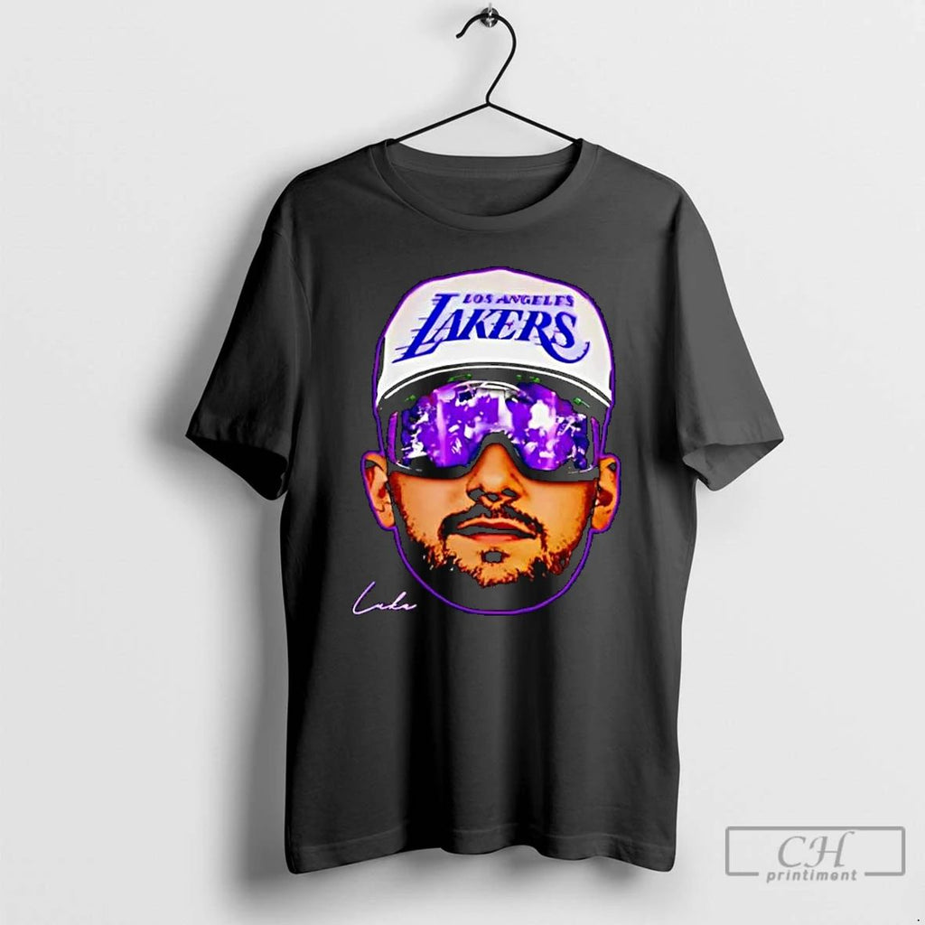 Classic Lakers Luka Large Face Portrait Basketball Heard Signature T Shirts Unisex