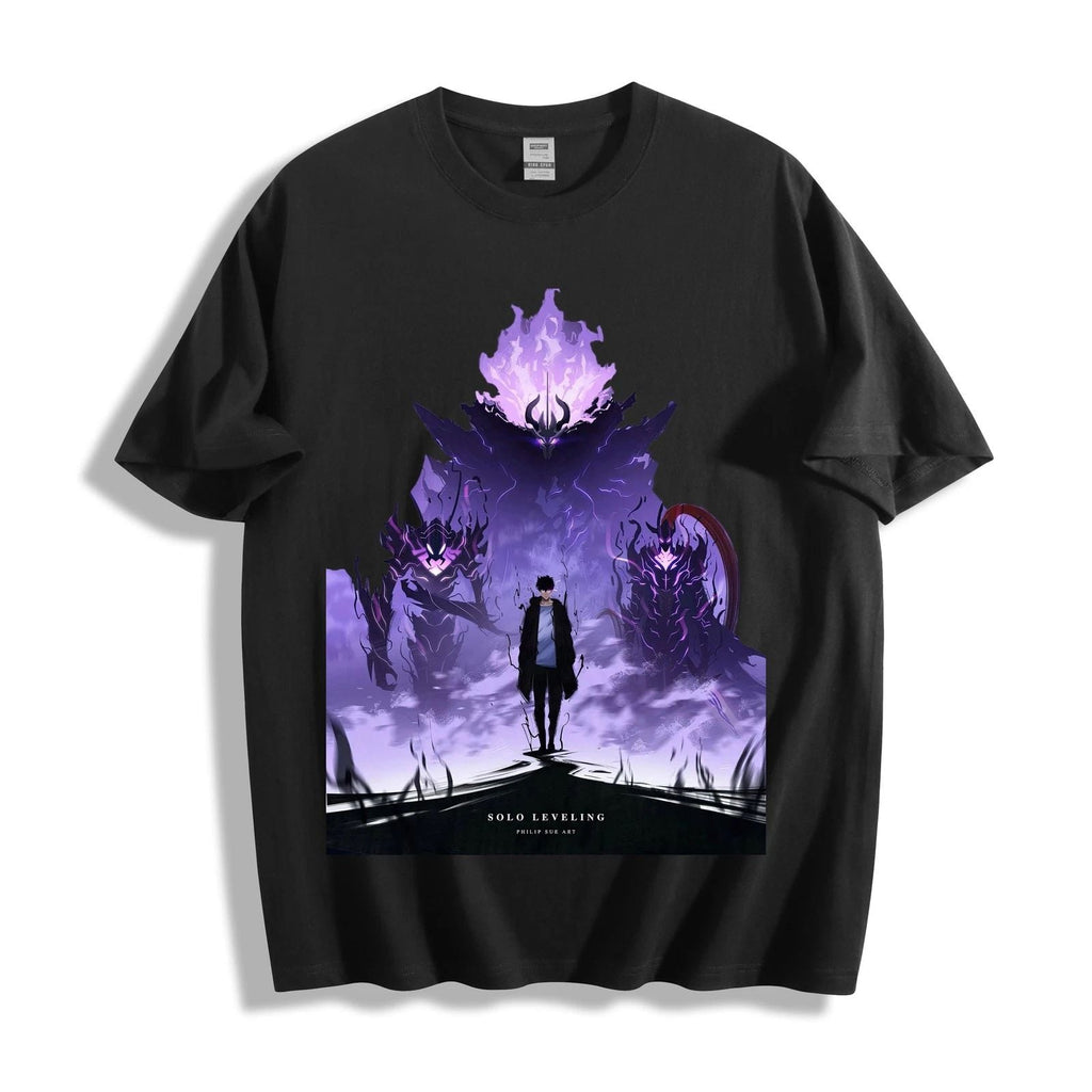 Solo Leveling Sung Jinwoo & Shadows - Dark Fantasy Design Unisex Tee Unisex