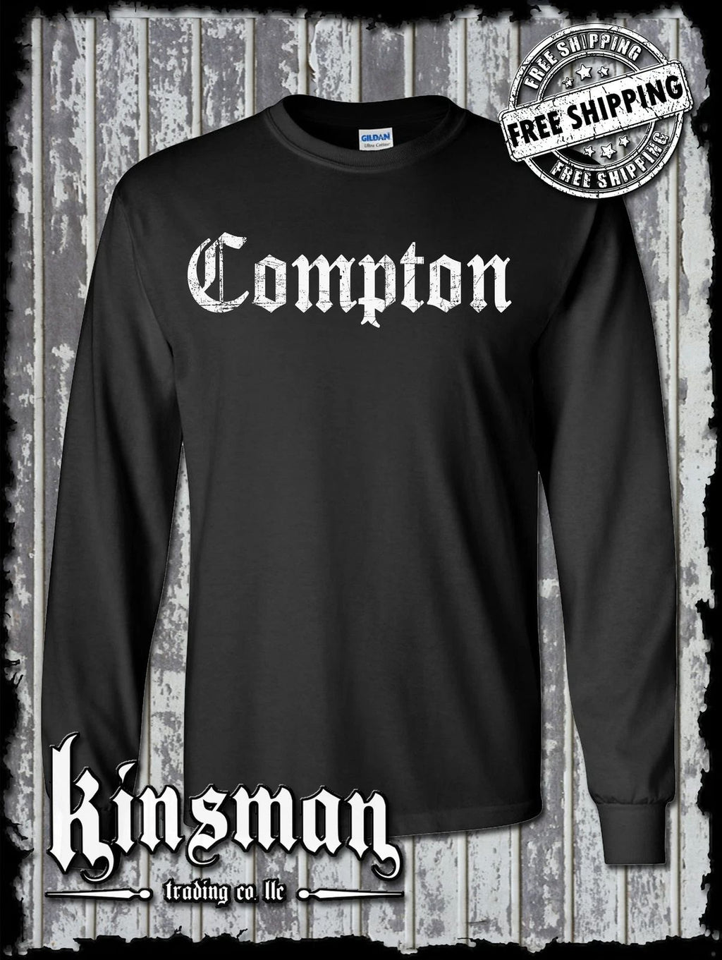 COMPTON Long Sleeve - West Coast Hip Hop Rap Tee Los Angeles LA Cali Unisex