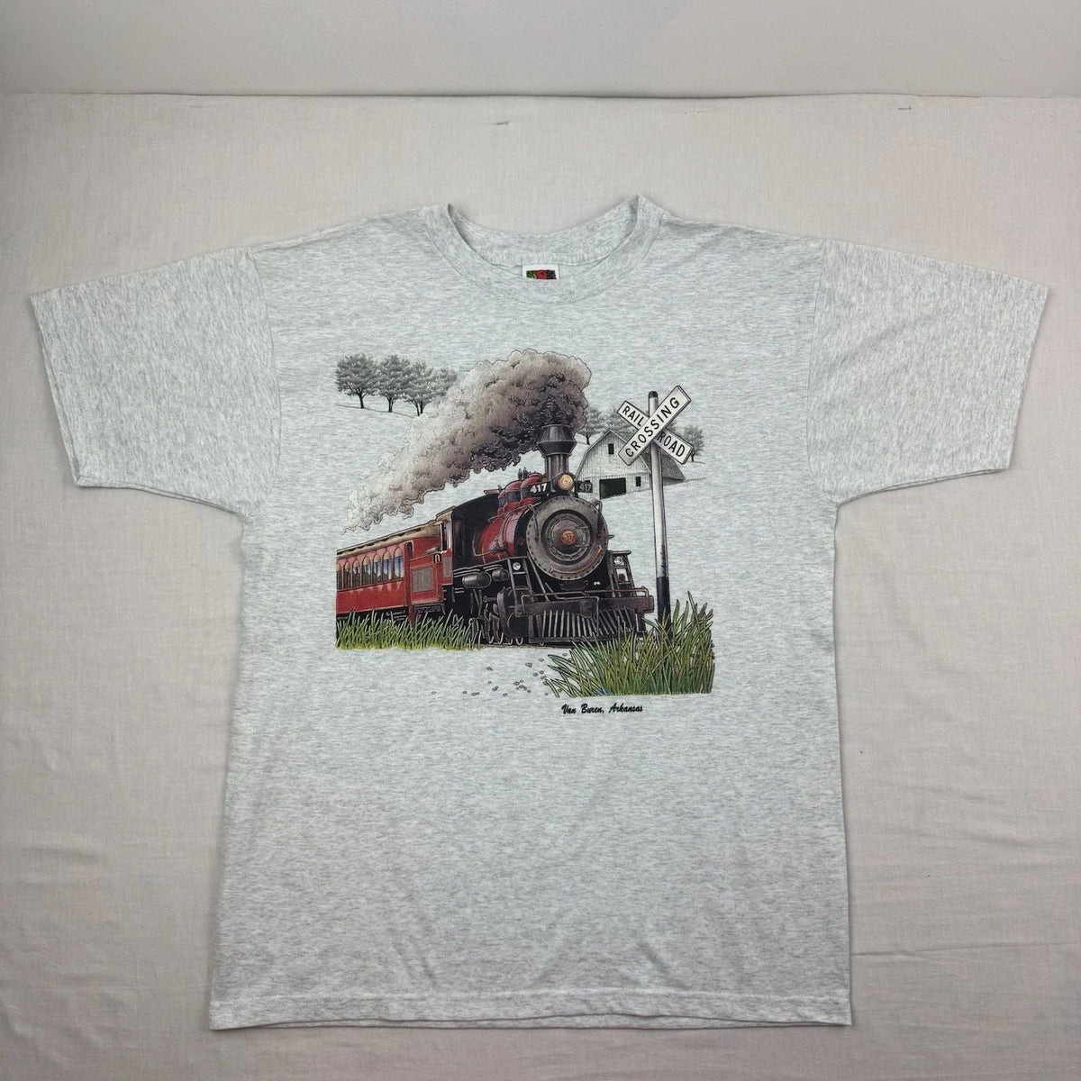 Vintage Train Nature T Shirt Adult Large Outdoor Travel Arkansas American 90s Unisex