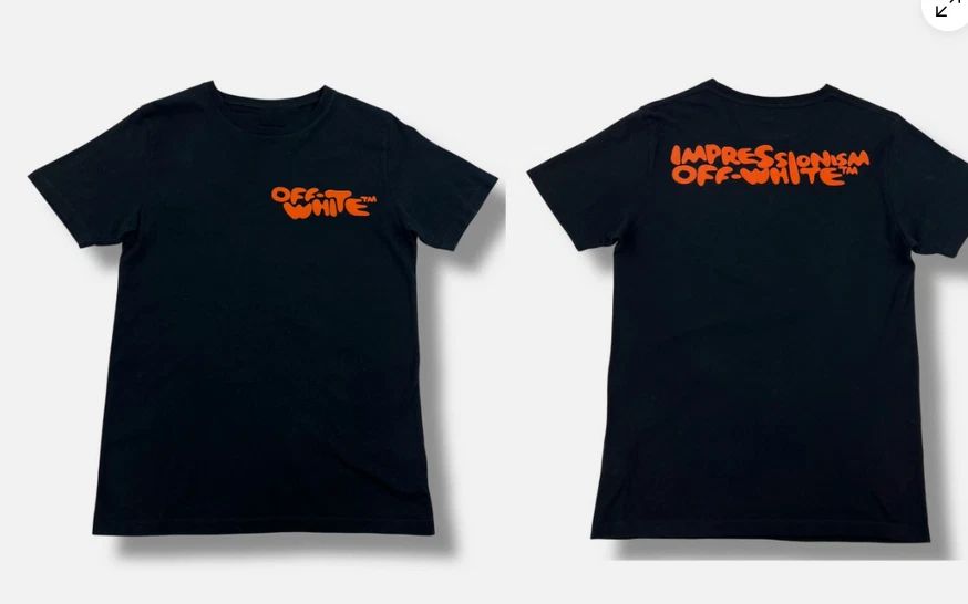 Black Off White Tee Reprint Impressionism Orange Font Graphic Cotton Shirt S-5XL Unisex