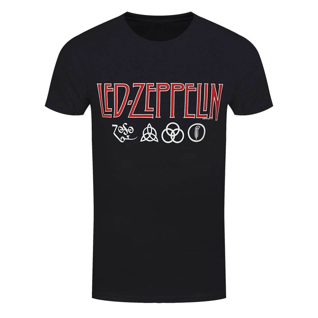 Led Zeppelin Logos & Symbols Rock Band New Black Official Unisex