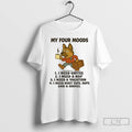 Classic German Shepherd My Four Moods Coffee Nap Vacation Duct Tape Rope Shovel T Shirts Unisex
