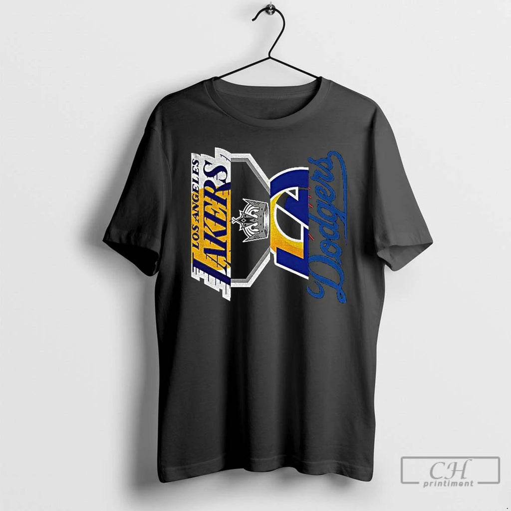 Premium Los Angeles Teams Dodgers Kings Lakers And Rams Logo T Shirts Unisex