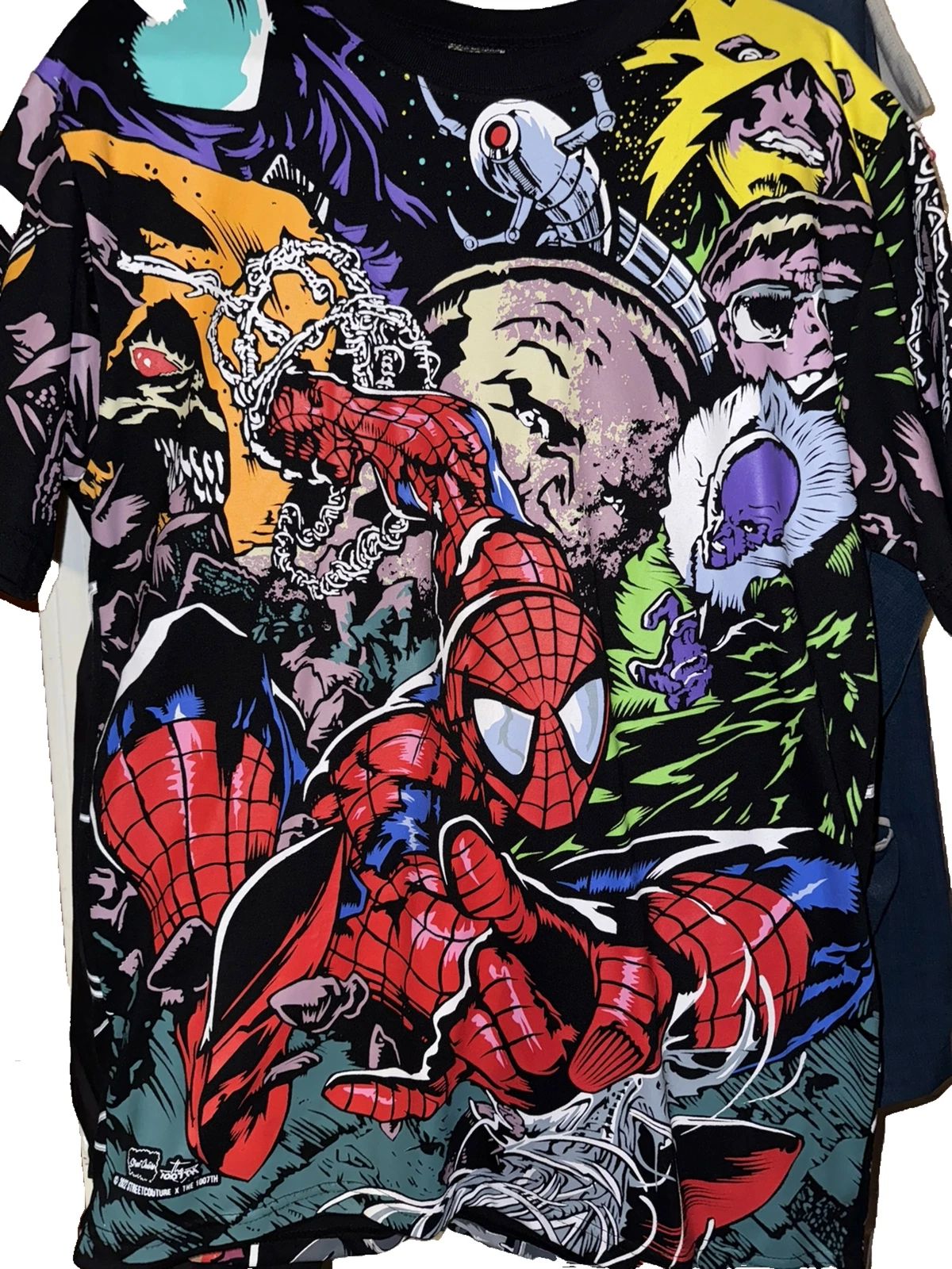 Street Couture x The 1007th All Over Print Spiderman Shirt Size M Unisex