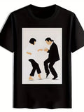 Men'S Black "Pulp Fiction" Graphic - Casual Crew Neck, Short Sleeve, Pol Unisex