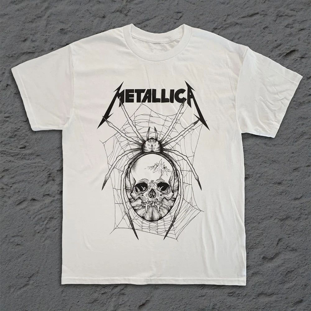 Vtg Metallica Spider Hard Rock Band White Size S-5XL Unisex