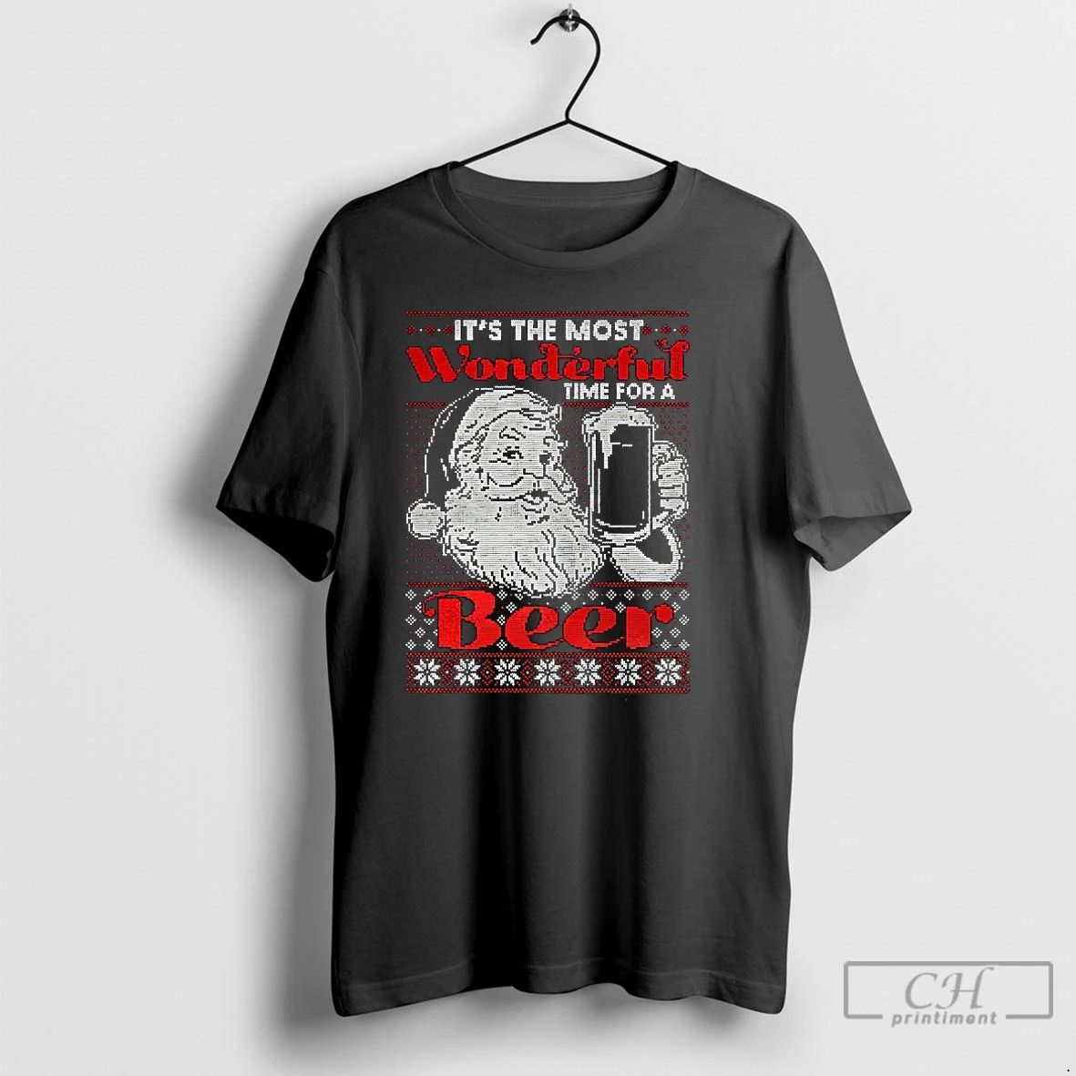 Premium Santa Claus Wonderful Time For A Beer Christmas T Shirts Unisex