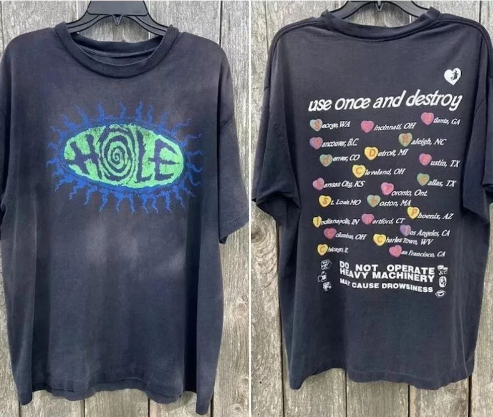Hole Band 1994 Concert Tour 2 Sided Unisex Short Sleeve T shirt - Black Gift for Unisex