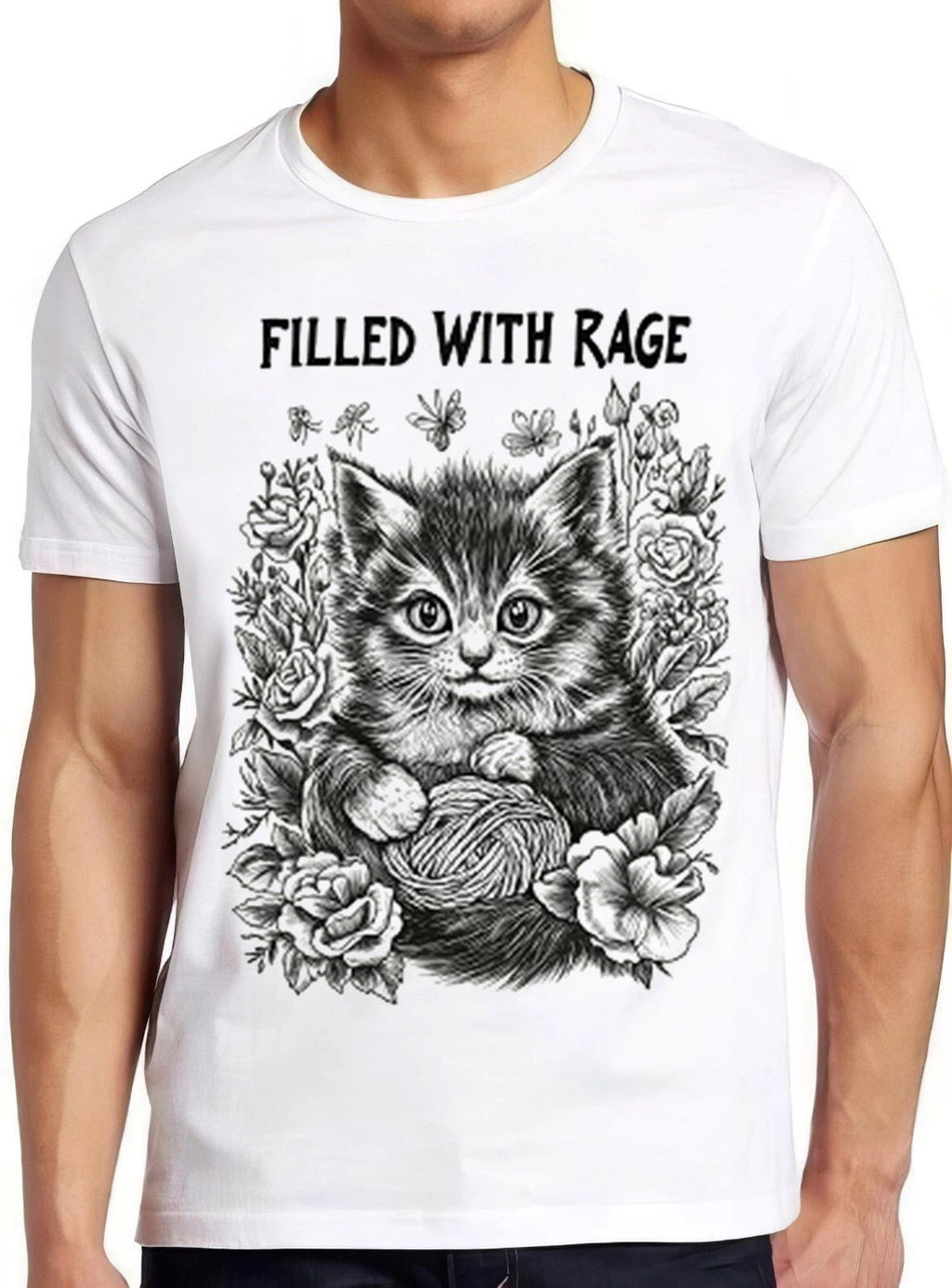 Cute Cat Filled With Rage Silly Kitten Meme Lover Funny Gift Tee T Shirt 2485 Unisex