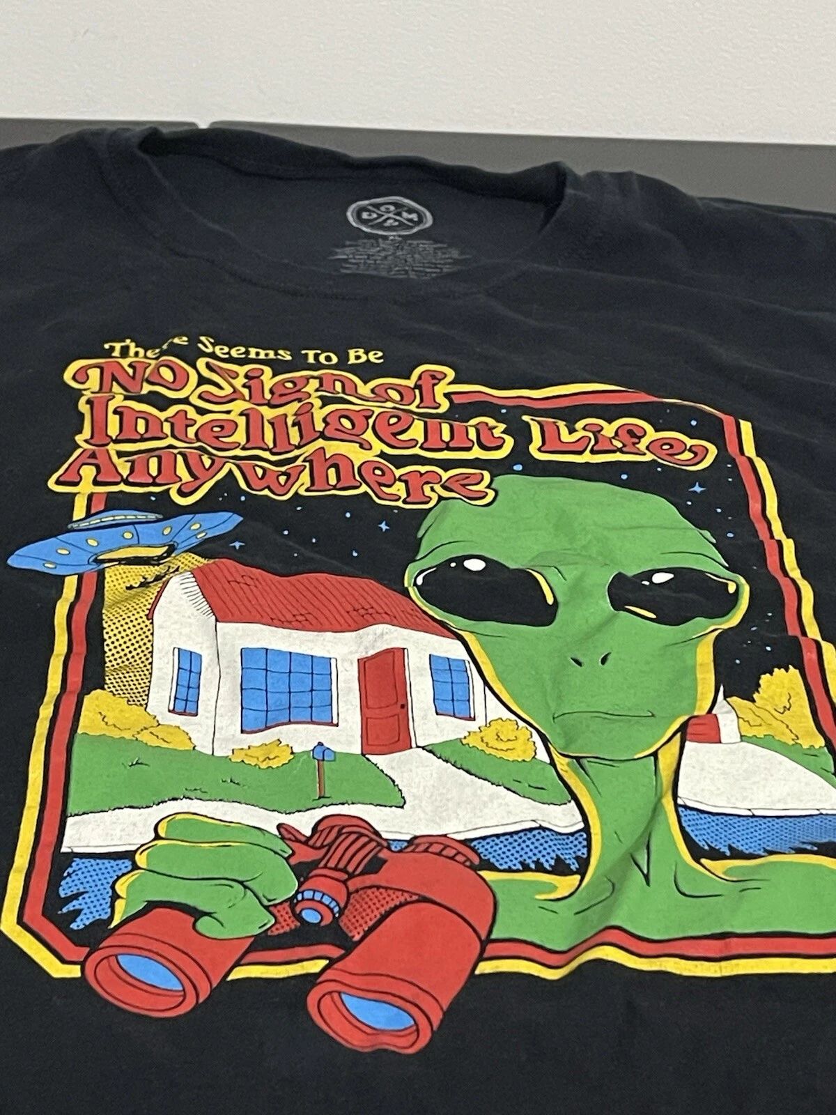 Alien T Shirt Mens XL Black There Seems To Be No Intelligent Life Anywhere DOM Unisex