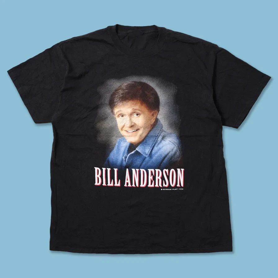 VTG Bill Anderson Music Star Heavy Cotton Black S-5XL TT507 Unisex
