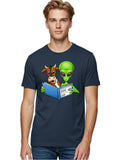 Alien-Reading-1 Mens Graphic Tee, 100% Cotton, Casual Summer Wear Unisex