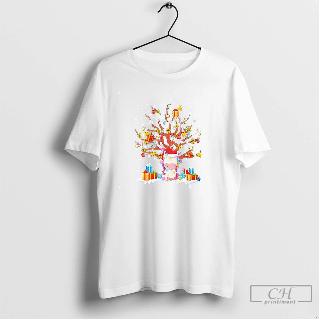 Classic Gift Tree Unicorn Snowflake Christmas T Shirts Unisex