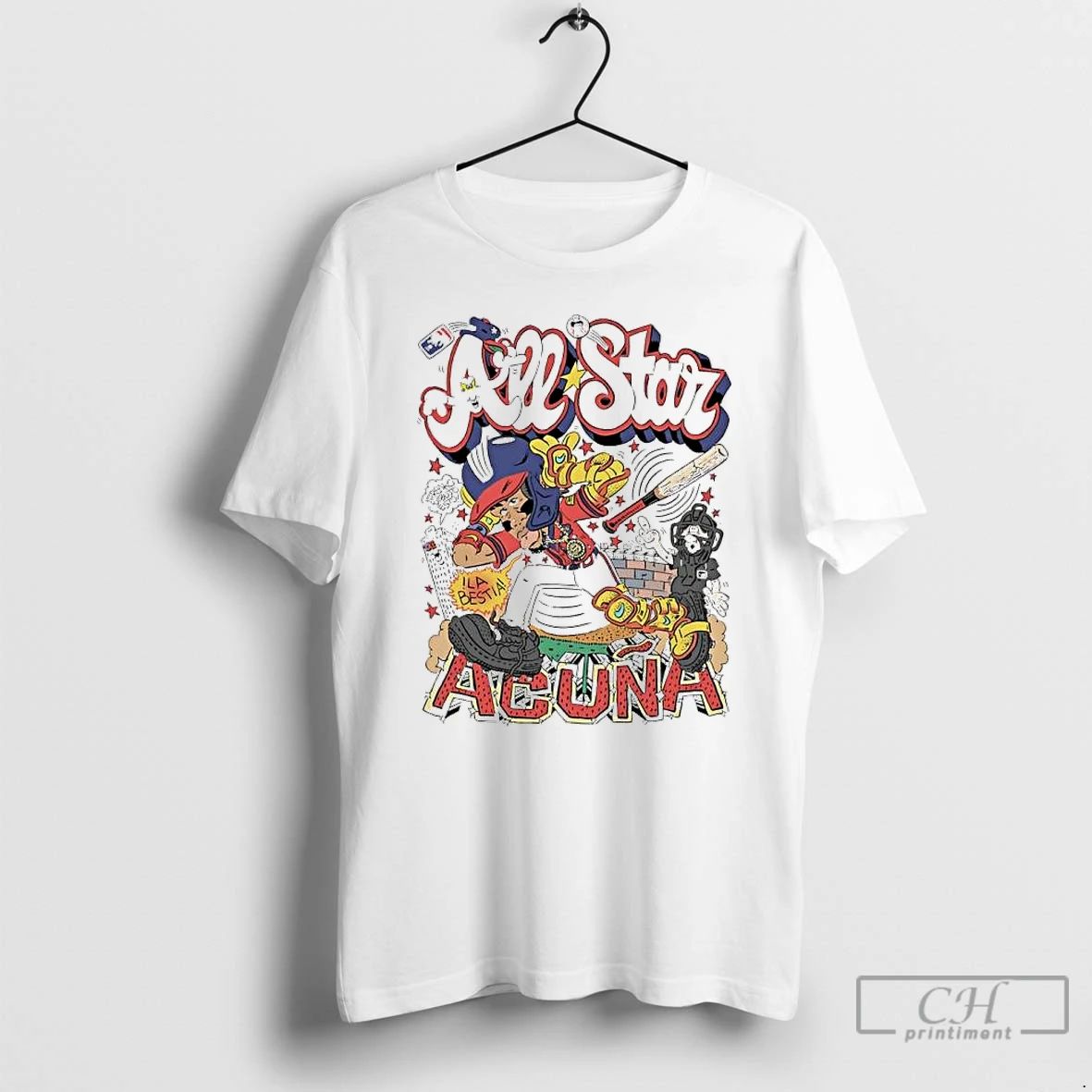 Premium Ronald Acuna Jr Atlanta Braves 2025 All Star Caricatue T Shirts Unisex