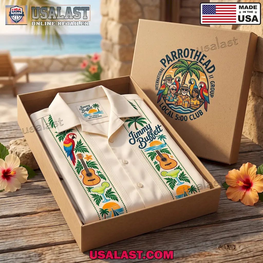 Jimmy Buffett Parrothead Guayabera Fins Up Trending Hawaiian Shirt