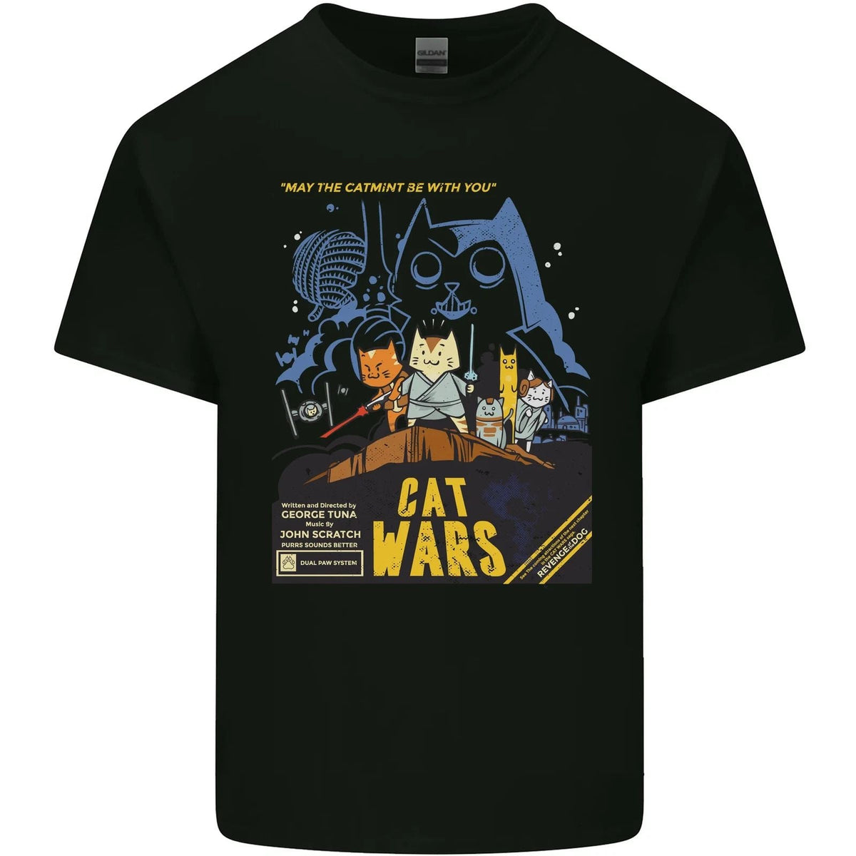 Cat Wars Funny Sci-Fi Mens Cotton Tee Top Unisex