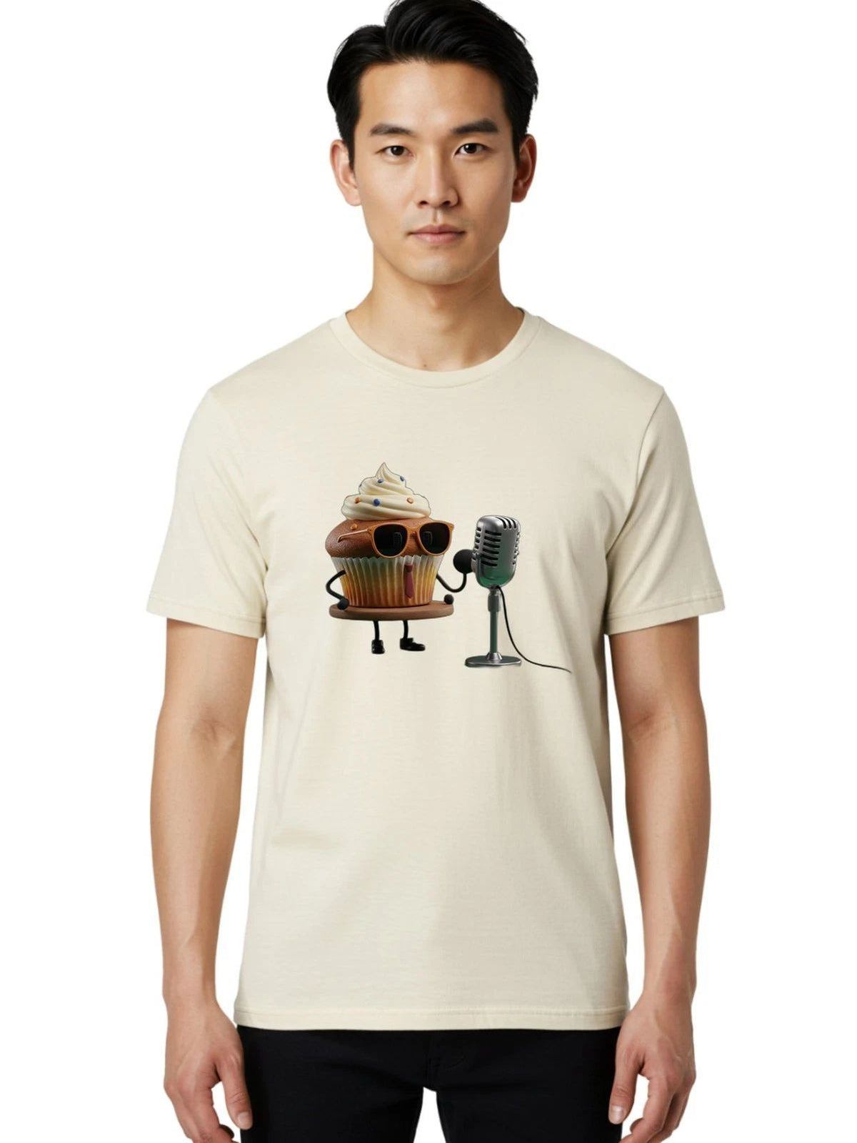 Cupcake-With-Sunglasses Mens Graphic Tee, 100% Cotton, Casual Summer Wear Unisex
