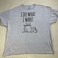 DOM Cat Shirt 3XL Adult Unisex Graphic Tee I Do What I Want Cat Lover Gray Unisex
