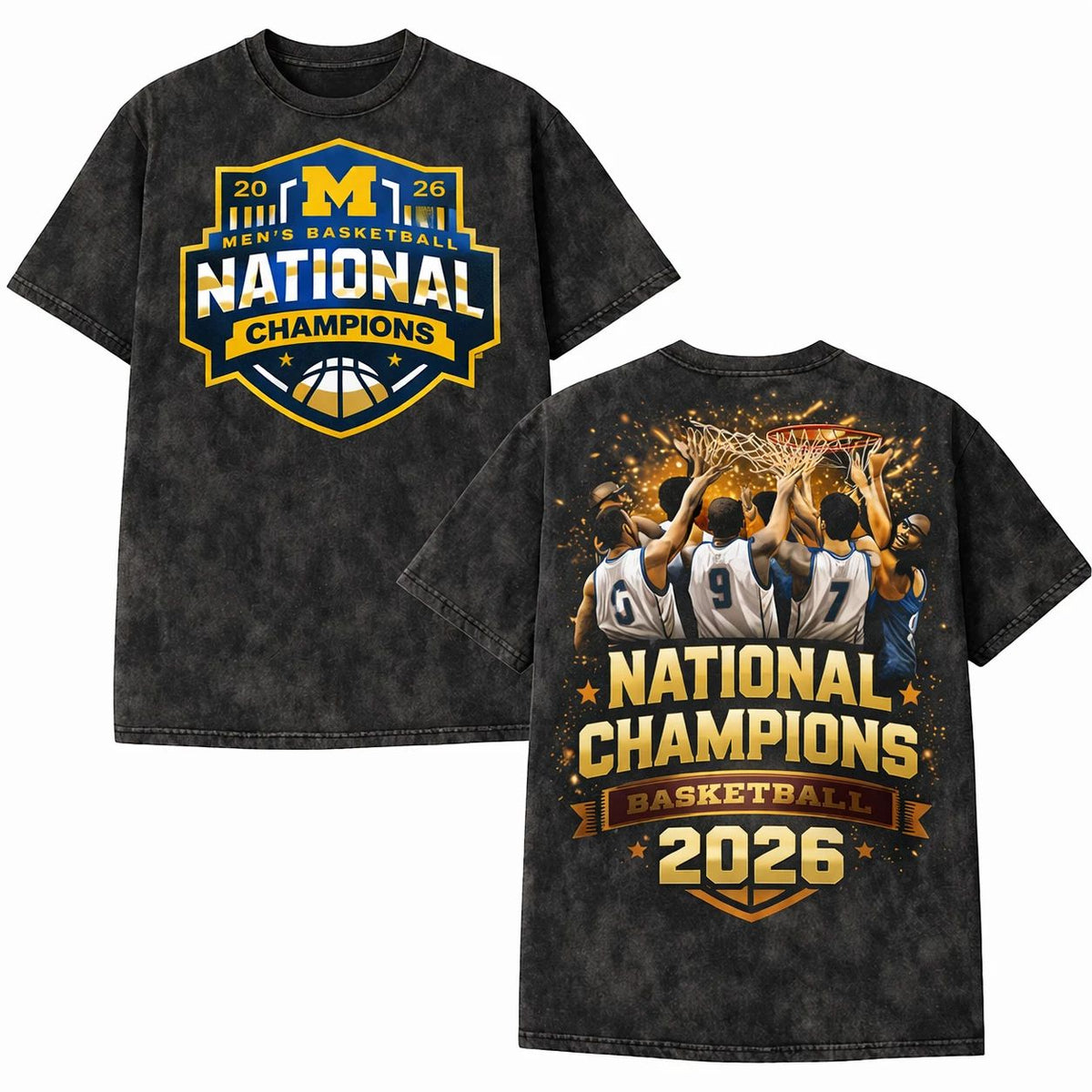 Michigan Wolverines 2026 National Champions Shirt NCAA Basketball Tee Washed Unisex