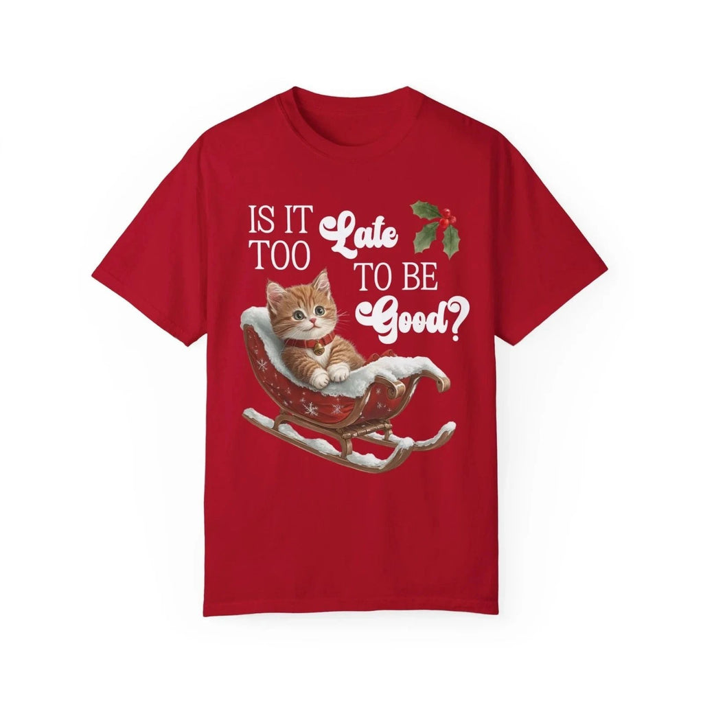 Christmas Cat Lover Tee Red Shirt Unisex