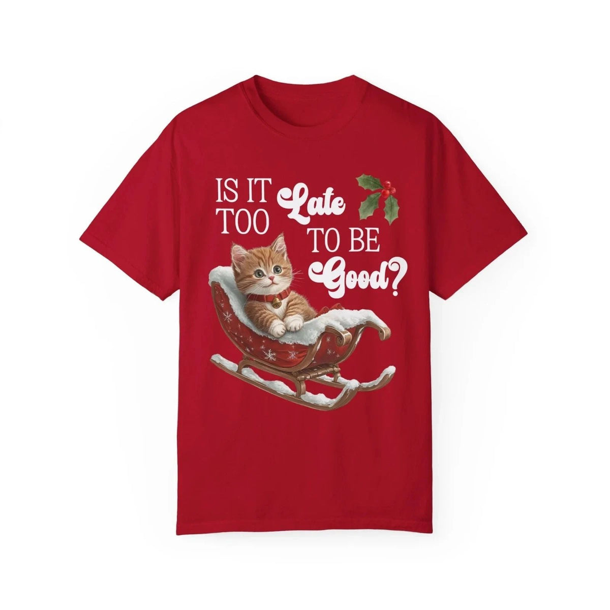 Christmas Cat Lover Tee Red Shirt Unisex