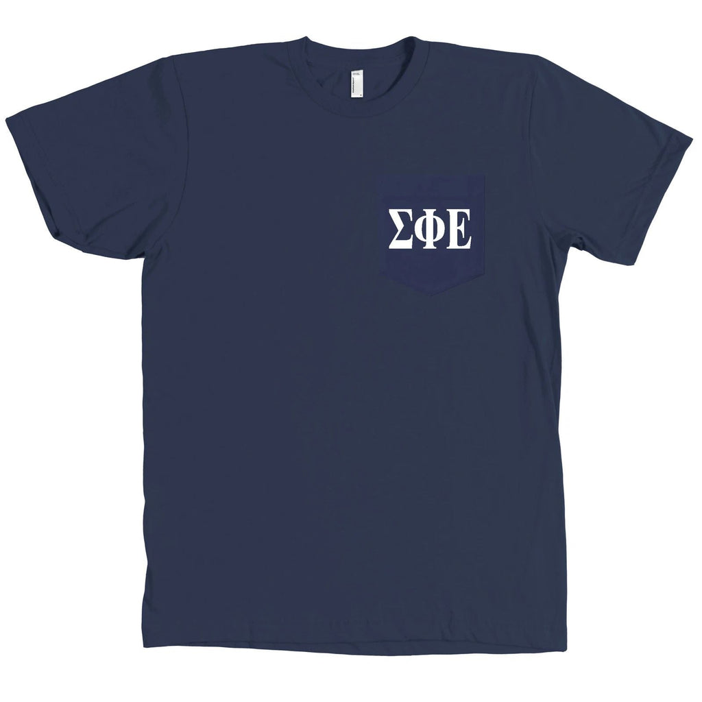 Sigma Phi Epsilon Bella + Canvas POCKET Navy T Shirt Fraternity Tee NEW Unisex