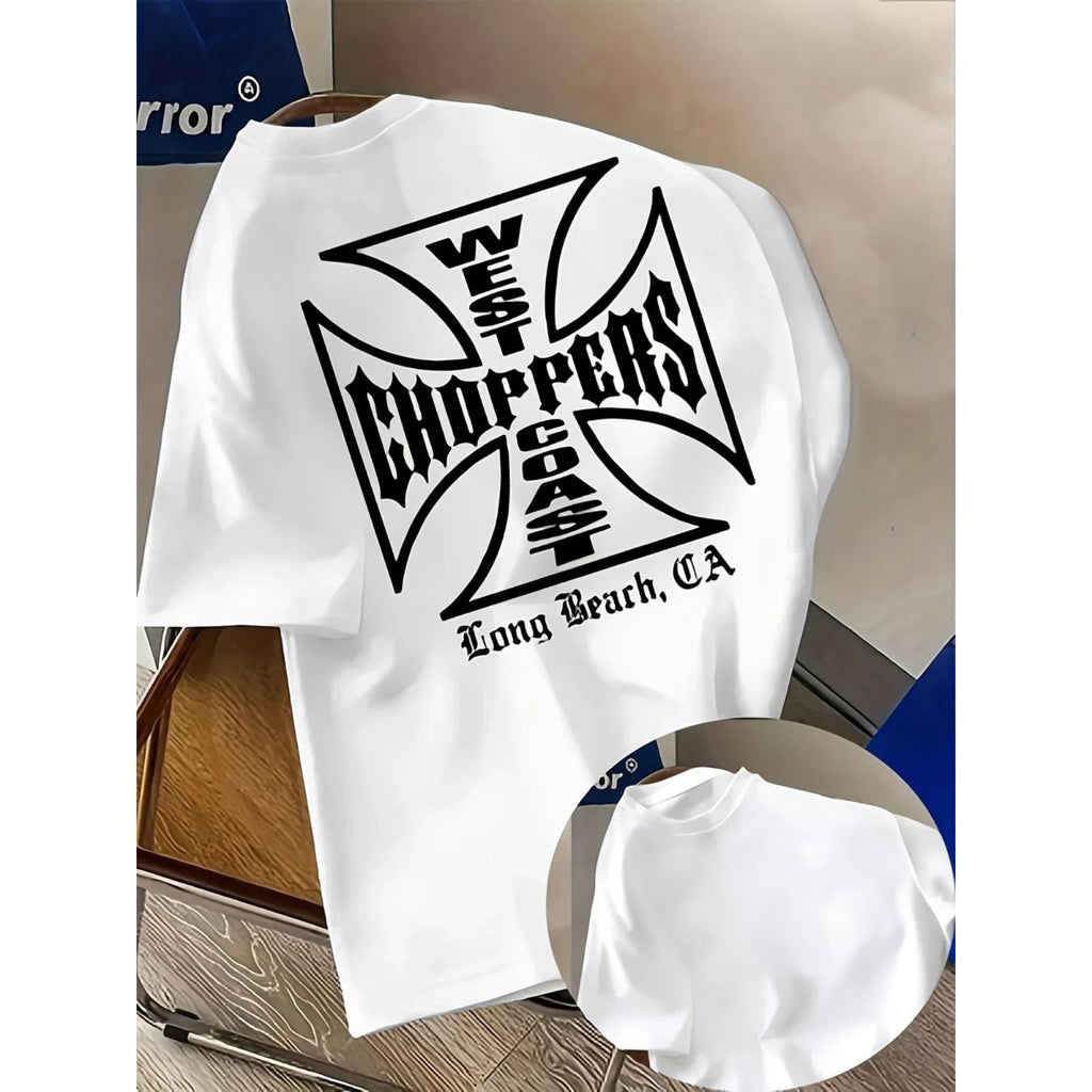 West Coast Cross Biker Shirt Long Beach CA Motorcycle Graphic Tee Unisex