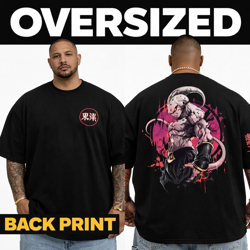 Men’s Oversized Anime Back Print TShirt Japanese Streetwear Graphic Cotton Tee Unisex