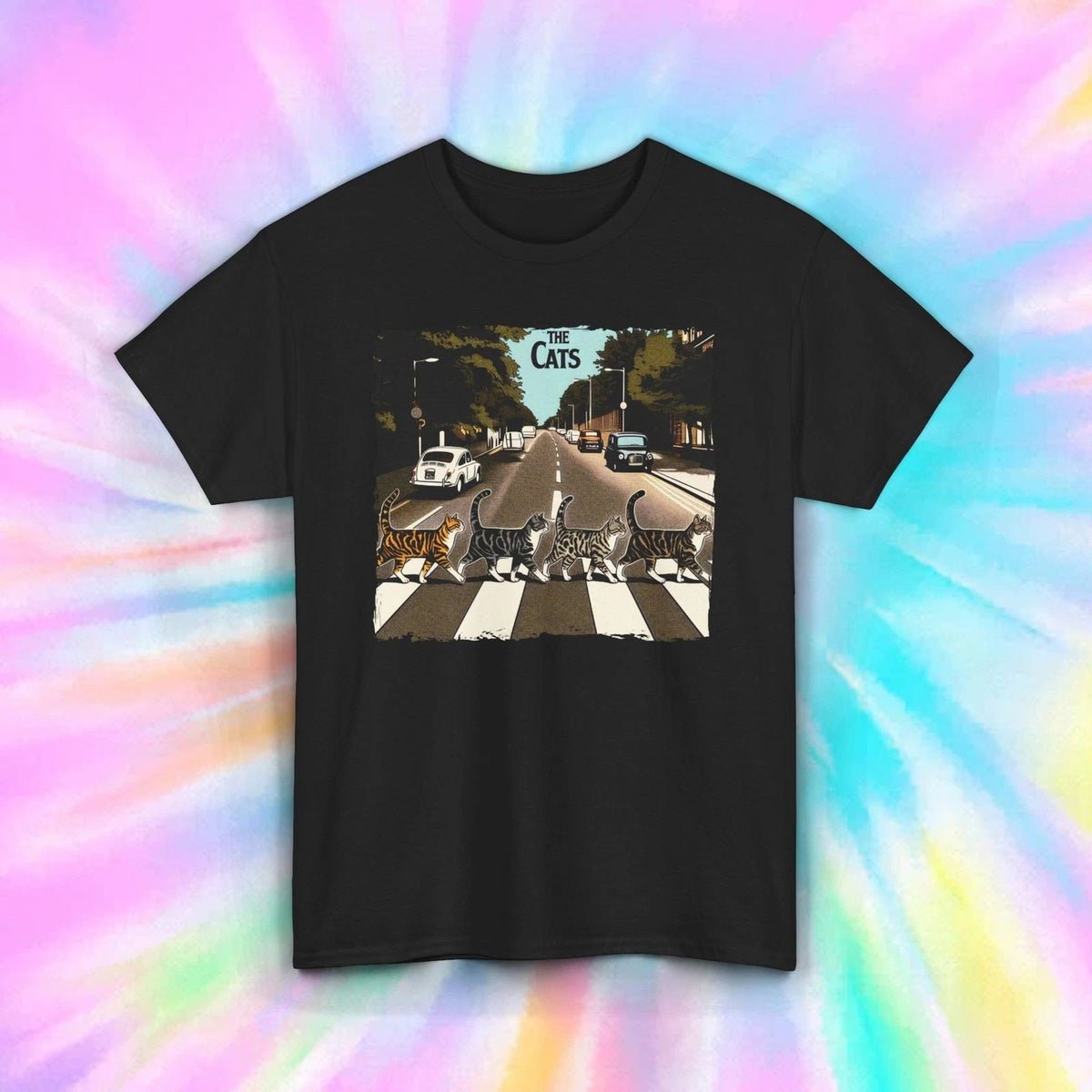 The Cats Abbey Road | Funny Cat Graphic Tee | Music Parody | S-5XL Unisex