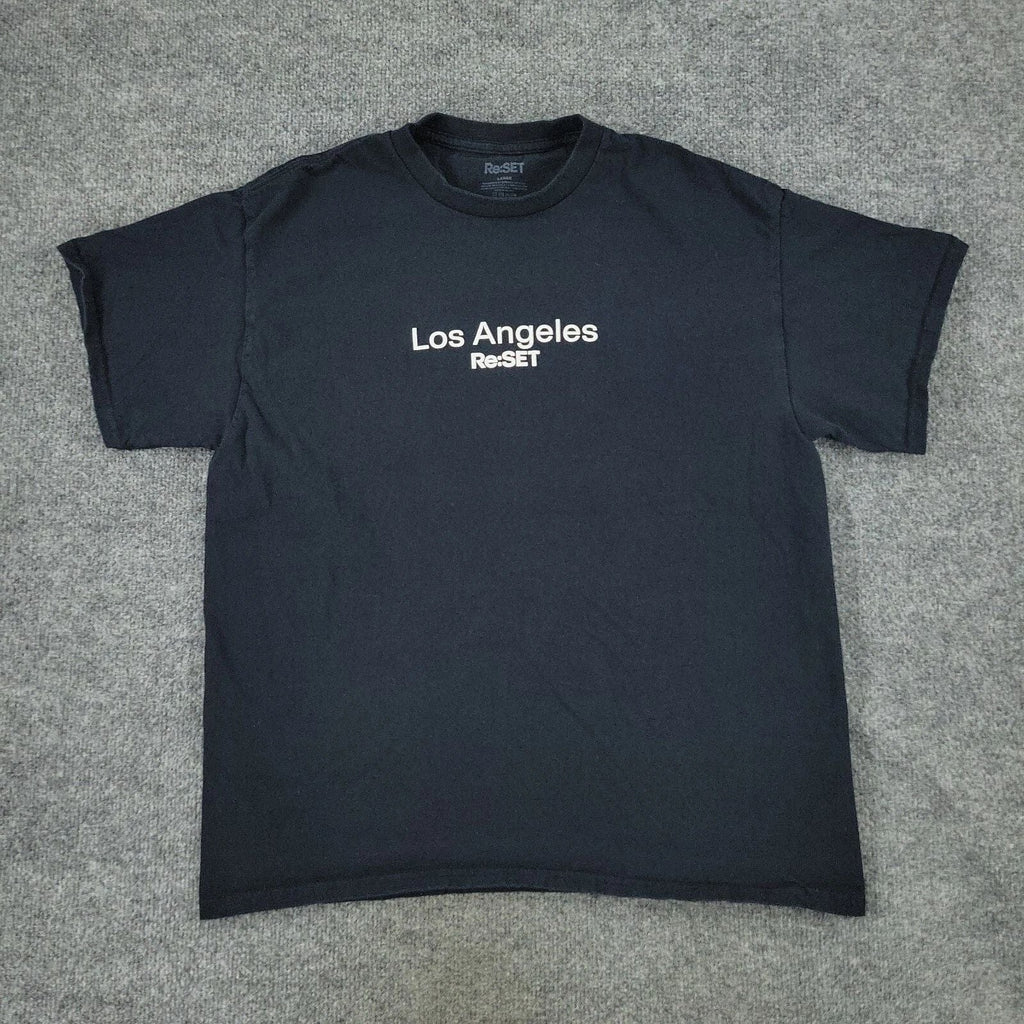 Re:SET Shirt Men's Large Black Los Angeles Graphic Tee Crew Neck Short Sleeve Unisex