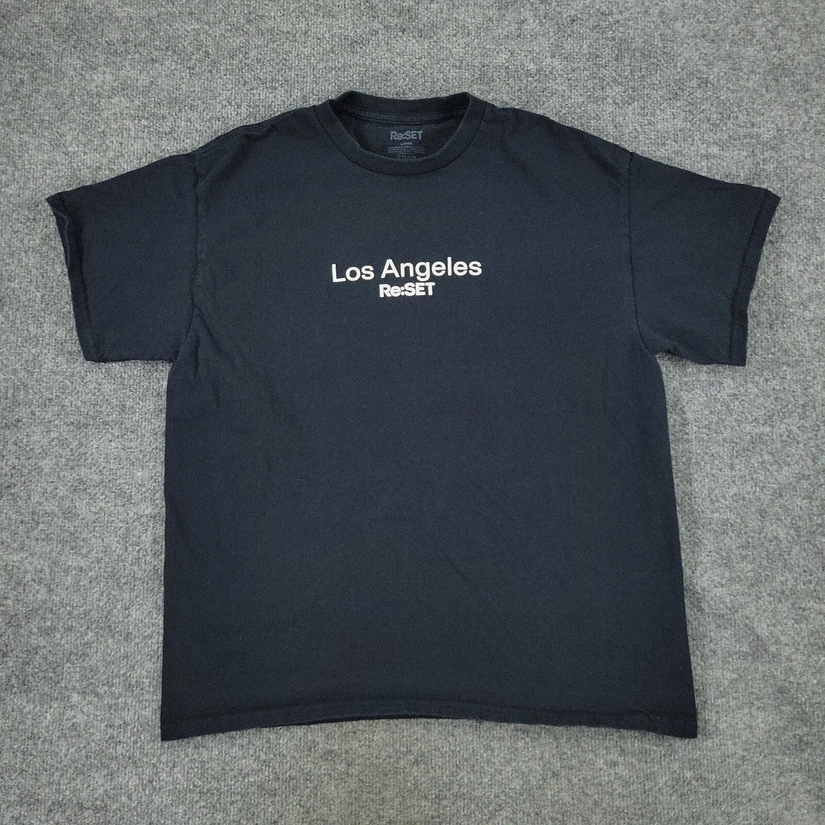 Re:SET Shirt Men's Large Black Los Angeles Graphic Tee Crew Neck Short Sleeve Unisex