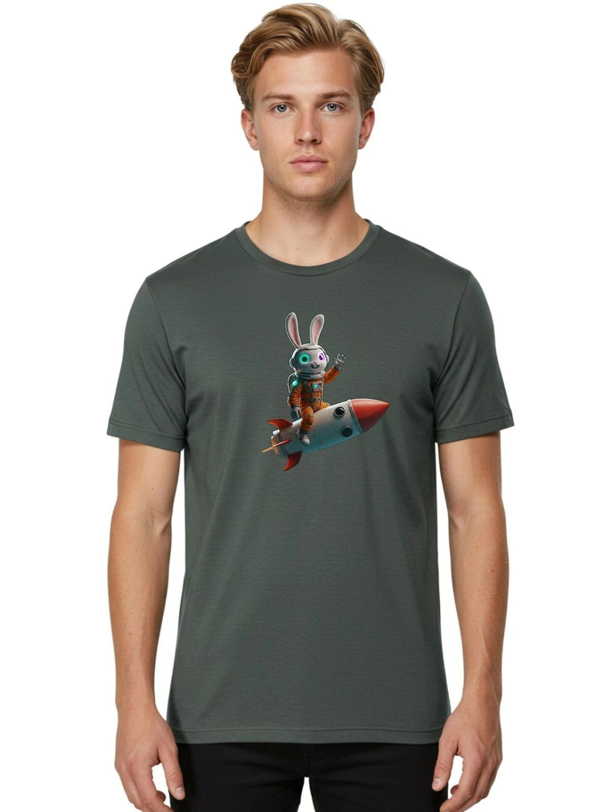 Rabbit-Astronaut-8 Mens Graphic Tee, 100% Cotton, Casual Summer Wear Unisex