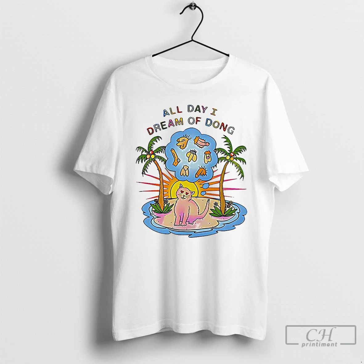 Premium Cat On Desert Island All Day I Dream Of Dong T Shirts Unisex
