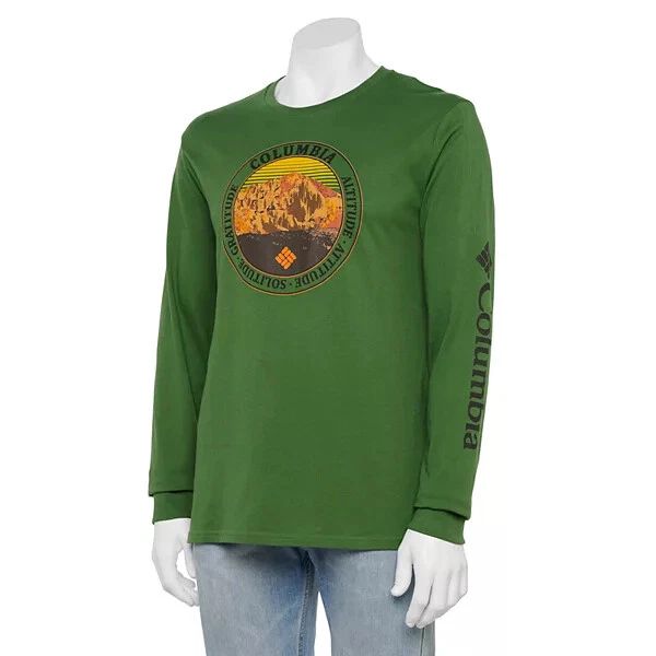 Columbia Men's Green Long Sleeve Graphic Tee L, XL, 2XL Choose Size New Unisex