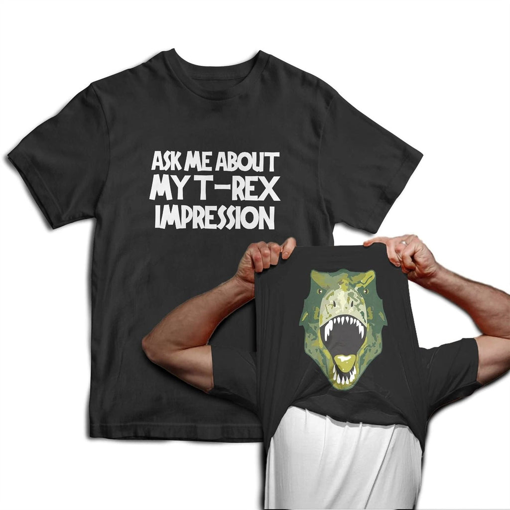 Ask Me About My T-Rex Impression Dinosaur Flip Mens Jurassic Fancy Dress Unisex