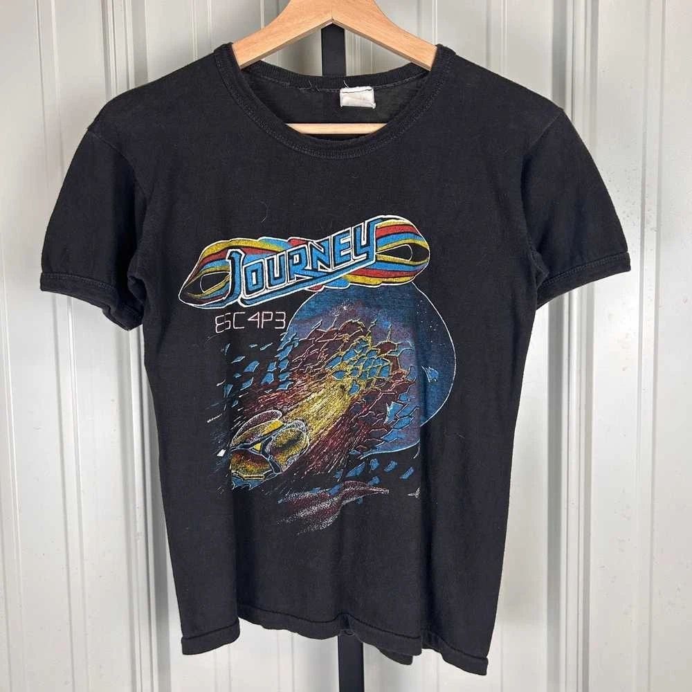 Journey 1981 Escape Tour Space Graphic Tee Black remake fan shirt PA9104 Unisex