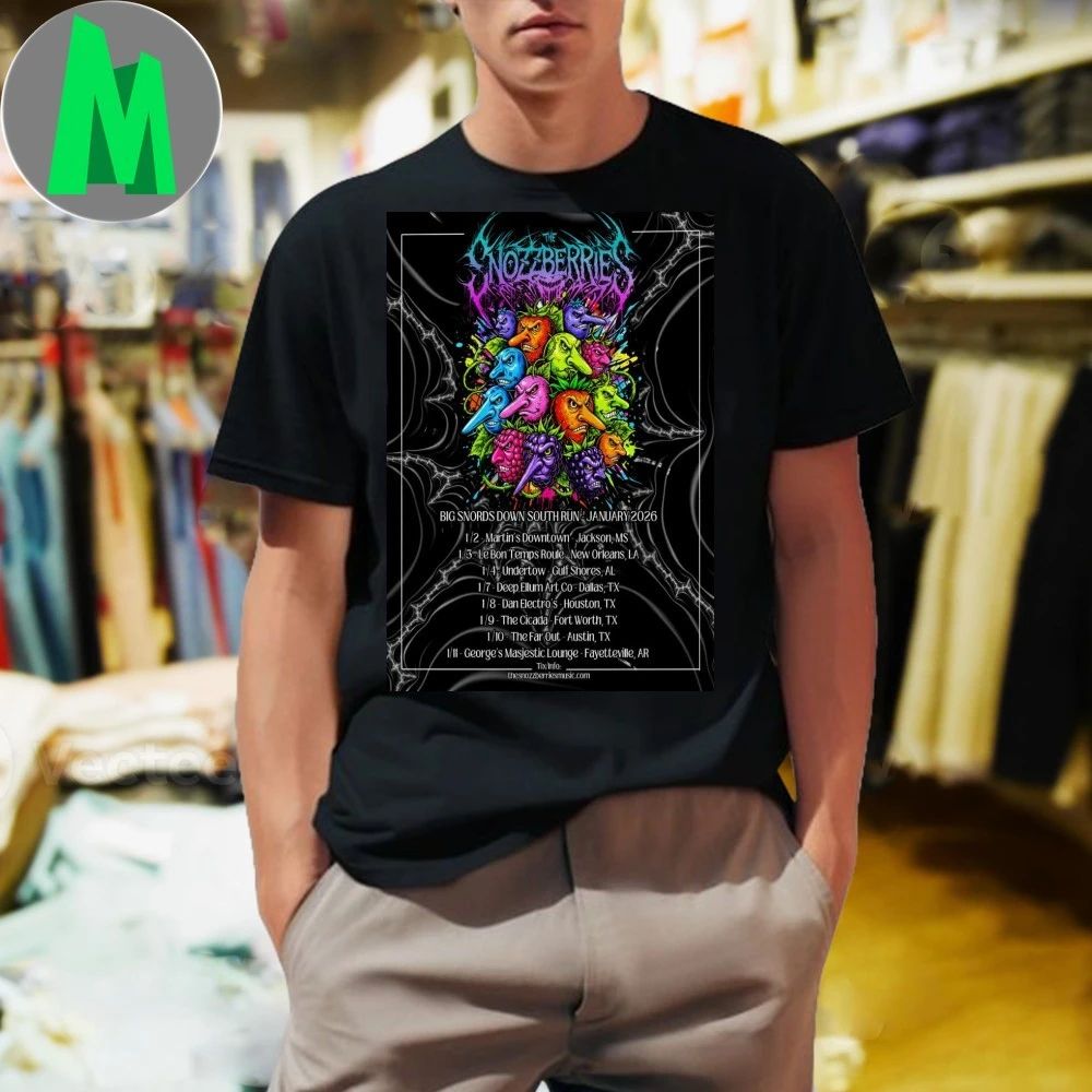 Original The Snozzberries Big Snords Down South Run Jan 2026 Tour Poster Shirt Unisex