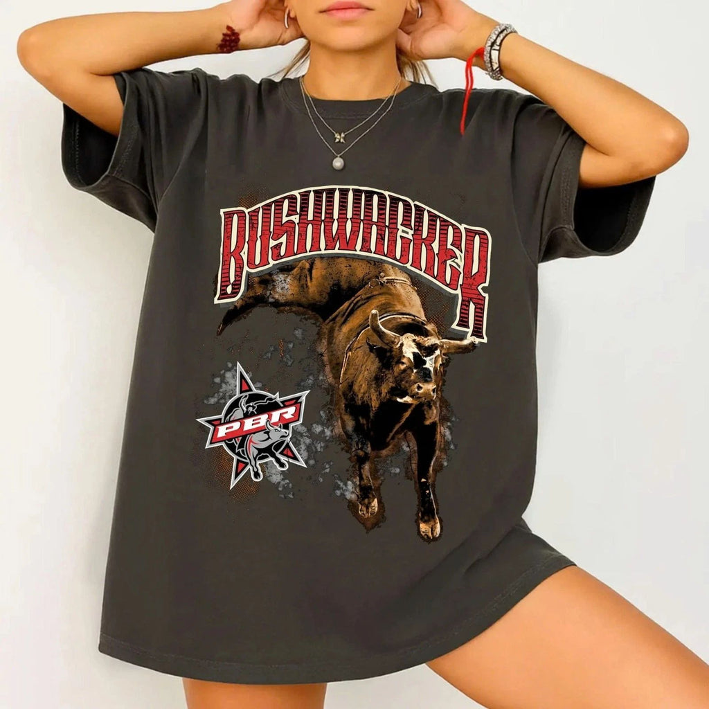 Bushwacker Bull Rider Shirt, Retro Rodeo , Vintage PBR Style Bull Riding Unisex