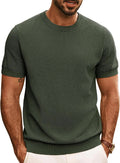 Mens Casual Crewneck Short Sleeve Soft Knit Solid Color Summer Tee Top Unisex