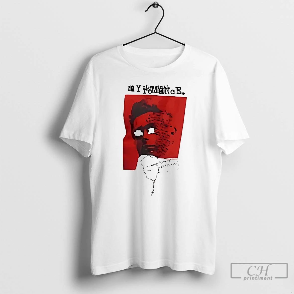 Premium My Chemical Romance Red Face Art Punk Rock Band T Shirts Unisex