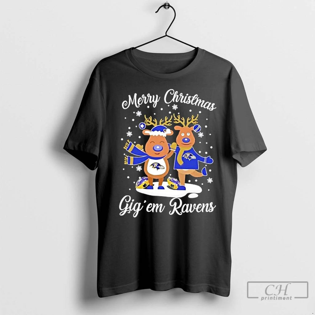 Premium Merry Christmas Gig Em Baltimore Ravens Football Unisex