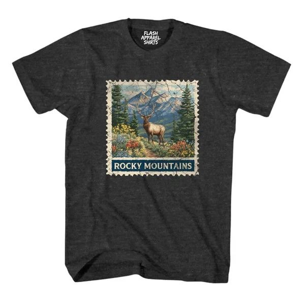 Rocky Mountain National Park Colorado Moose Shirt Stamp T Shirt Wildlife Nature Unisex