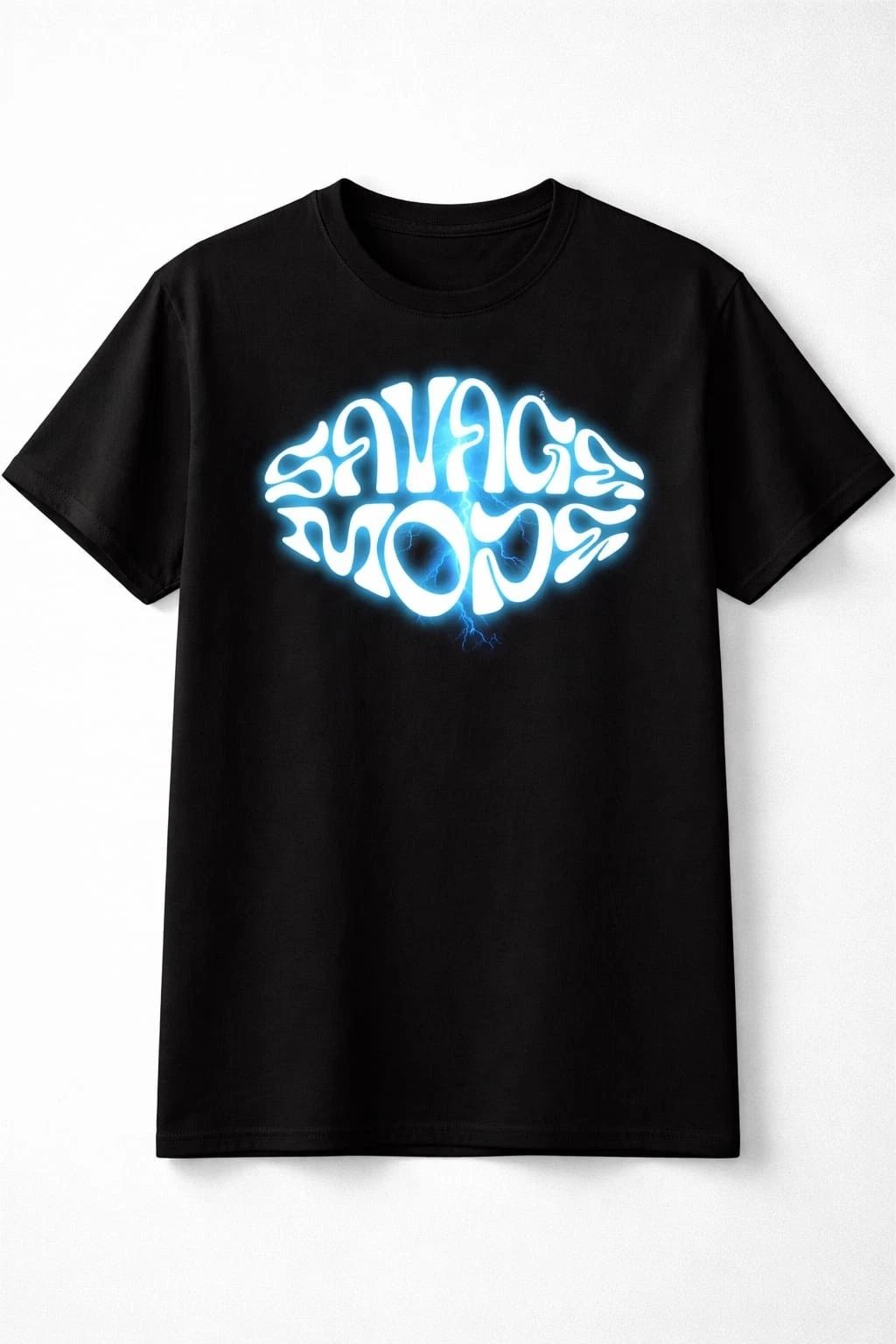 Savage Mode Neon Graphic Black Glow Streetwear Unisex Trendy Tee Unisex